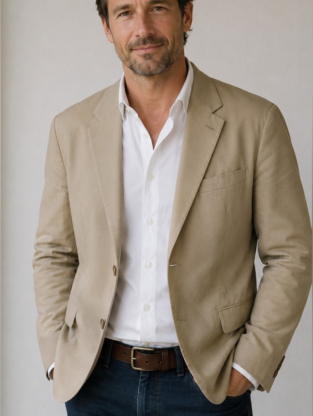 Brooks Brothers 46L Stretch Khaki Tan Cotton Blend Blazer |250977
